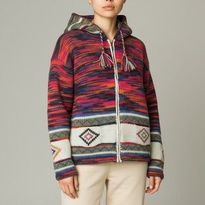 Unisex Rainbow Wool Knit Hoodie Sweater Tassel Elf Boho Hippie Goblincore Quirky